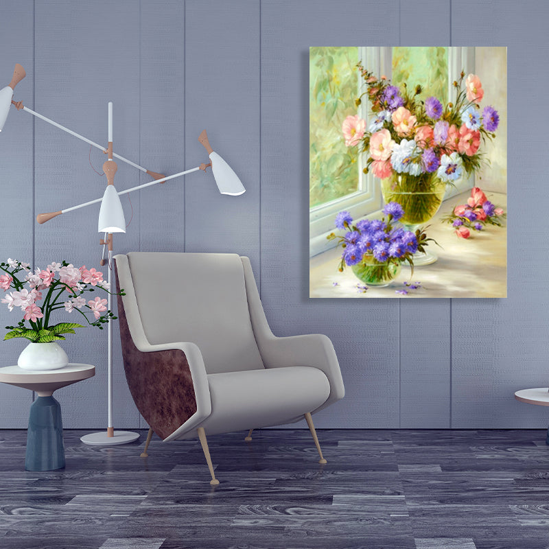 Flower Print Wall Decor Impressionism Style Canvas Textured Art Print in Soft Color Clearhalo 'Arts' 'Canvas Art' 1765674