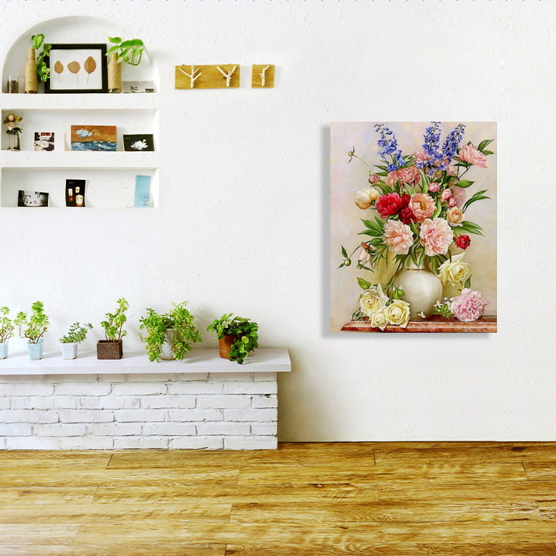 Flower Print Wall Decor Impressionism Style Canvas Textured Art Print in Soft Color Purple Clearhalo 'Arts' 'Canvas Art' 1765680