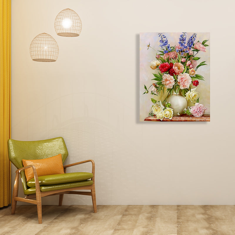 Flower Print Wall Decor Impressionism Style Canvas Textured Art Print in Soft Color Clearhalo 'Arts' 'Canvas Art' 1765681