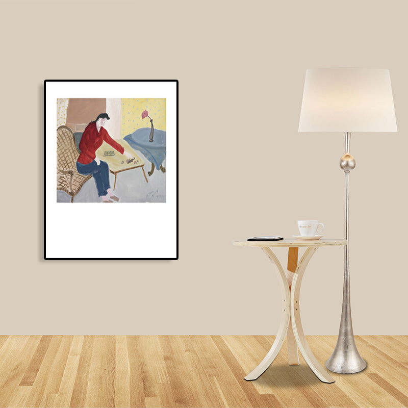 Human Activities Scene Art Print Abstract Expressionism Canvas Textured Painting in Soft Color