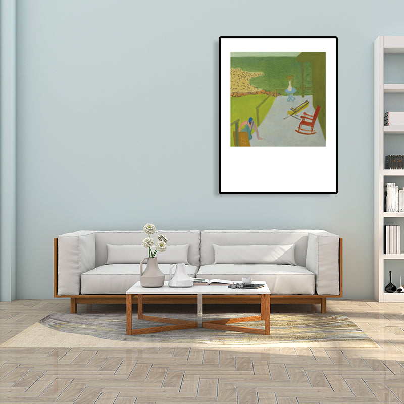 Human Activities Scene Art Print Abstract Expressionism Canvas Textured Painting in Soft Color
