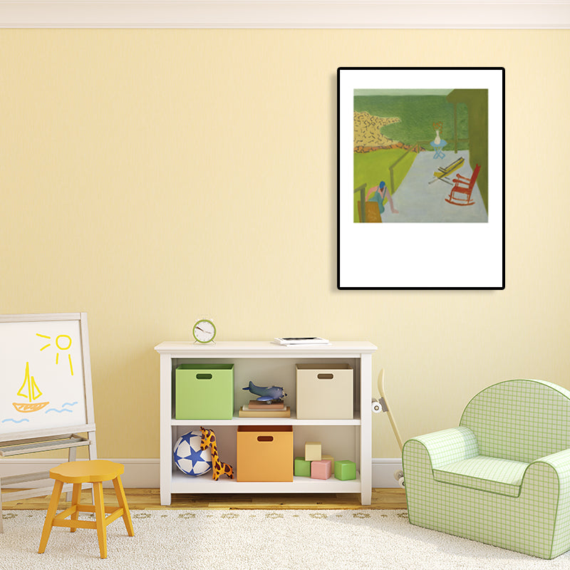 Human Activities Scene Art Print Abstract Expressionism Canvas Textured Painting in Soft Color