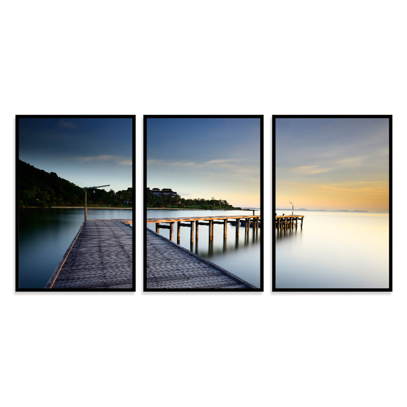 Bridge Scenery Canvas Print Multi-Piece Modern Style for Girls Bedroom Painting, Set of Three Clearhalo 'Art Gallery' 'Canvas Art' 'Contemporary Art Gallery' 'Modern' Arts' 1765921