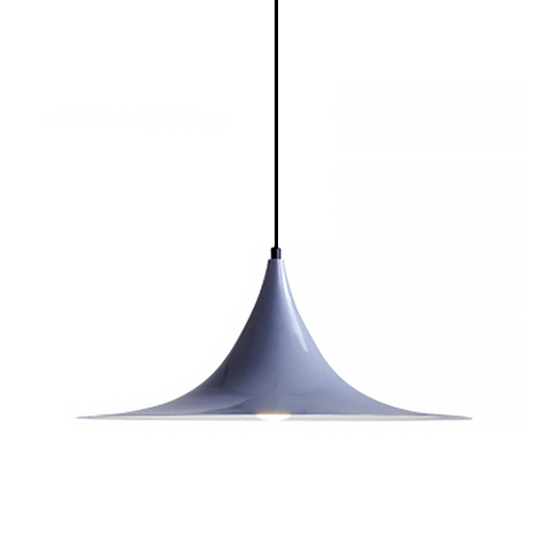 16"/19"W Trumpet Pendant Lighting Simplicity Metal 1 Light Black/Grey/White Hanging Light Clearhalo 'Ceiling Lights' 'Modern Pendants' 'Modern' 'Pendant Lights' 'Pendants' Lighting' 176597