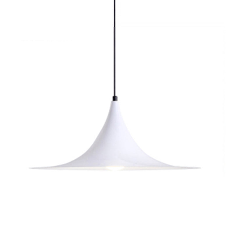 16"/19"W Trumpet Pendant Lighting Simplicity Metal 1 Light Black/Grey/White Hanging Light Clearhalo 'Ceiling Lights' 'Modern Pendants' 'Modern' 'Pendant Lights' 'Pendants' Lighting' 176601