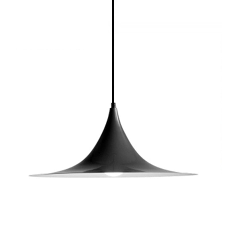 16"/19"W Trumpet Pendant Lighting Simplicity Metal 1 Light Black/Grey/White Hanging Light Clearhalo 'Ceiling Lights' 'Modern Pendants' 'Modern' 'Pendant Lights' 'Pendants' Lighting' 176604