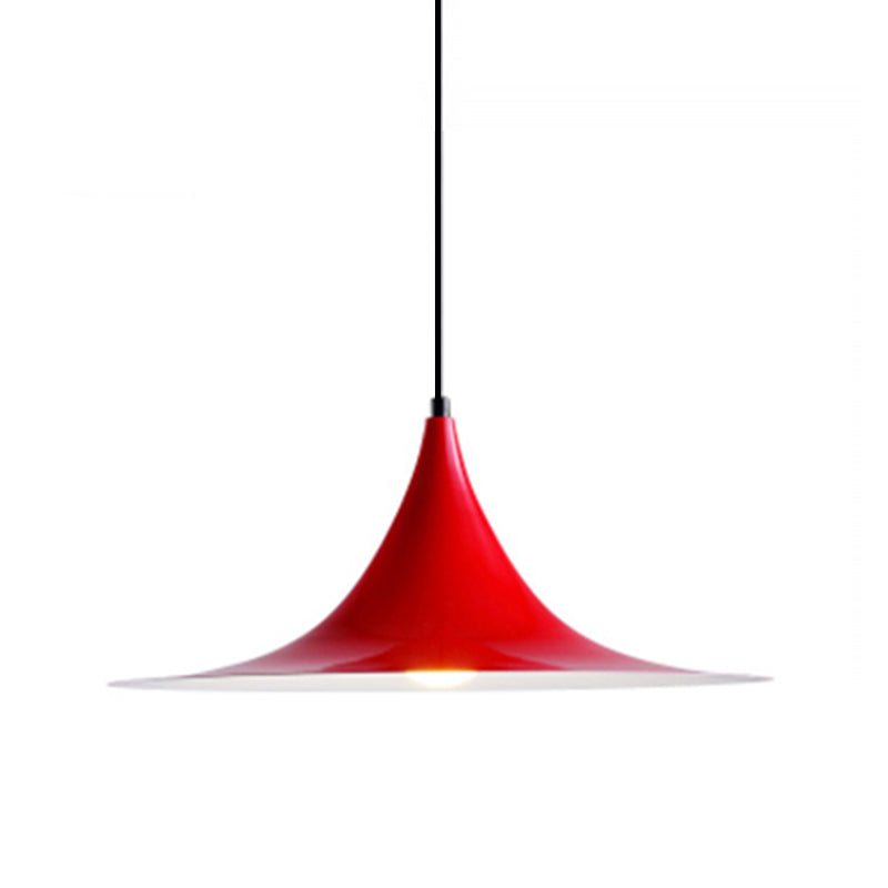 16"/19"W Trumpet Pendant Lighting Simplicity Metal 1 Light Black/Grey/White Hanging Light Clearhalo 'Ceiling Lights' 'Modern Pendants' 'Modern' 'Pendant Lights' 'Pendants' Lighting' 176606