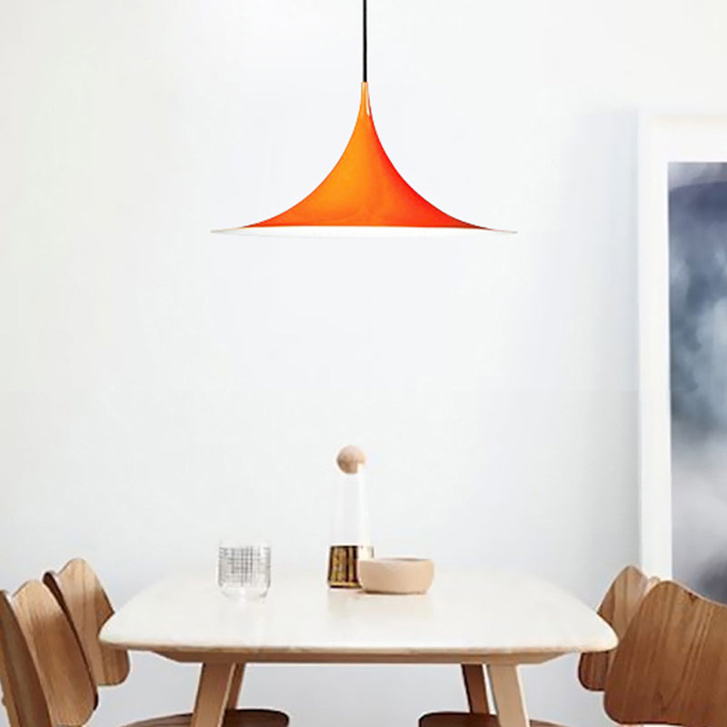 16"/19"W Trumpet Pendant Lighting Simplicity Metal 1 Light Black/Grey/White Hanging Light Orange Clearhalo 'Ceiling Lights' 'Modern Pendants' 'Modern' 'Pendant Lights' 'Pendants' Lighting' 176607