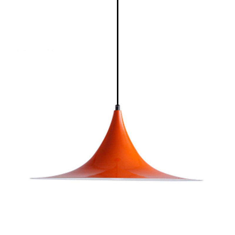 16"/19"W Trumpet Pendant Lighting Simplicity Metal 1 Light Black/Grey/White Hanging Light Clearhalo 'Ceiling Lights' 'Modern Pendants' 'Modern' 'Pendant Lights' 'Pendants' Lighting' 176608