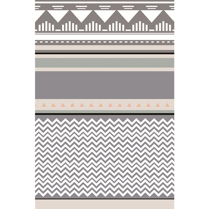Grey Bohemian Rug Polyester Swirl Stripe Pattern Rug Pet Friendly Washable Anti-Slip Backing Carpet for Decoration Clearhalo 'Area Rug' 'Bohemian' 'Rugs' Rug' 1766378