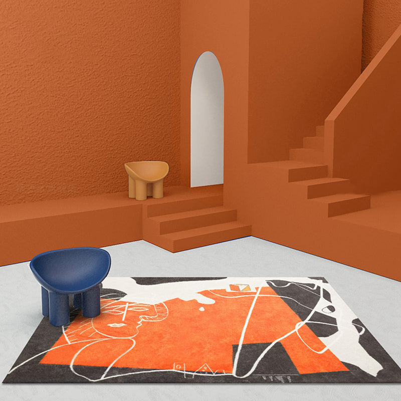 Orange and Black Abstract Rug Polyester Modern Rug Washable Anti-Slip Pet Friendly Area Rug for Living Room Orange Clearhalo 'Area Rug' 'Rug' 1766464