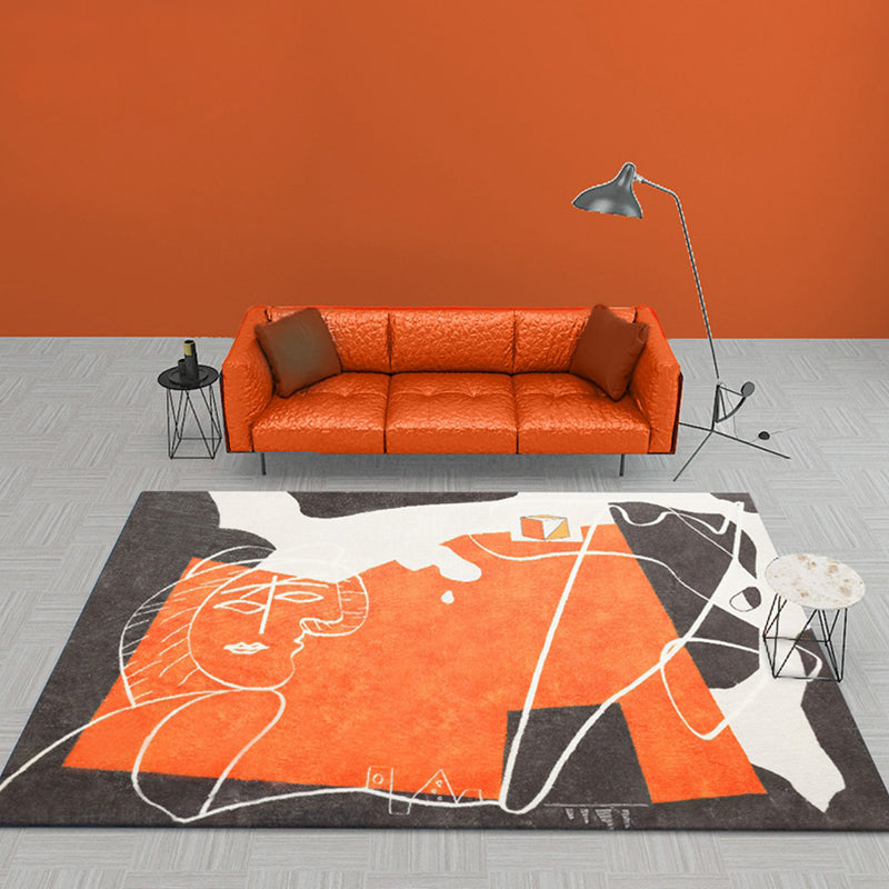 Orange and Black Abstract Rug Polyester Modern Rug Washable Anti-Slip Pet Friendly Area Rug for Living Room Clearhalo 'Area Rug' 'Rug' 1766465