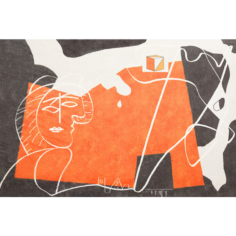 Orange and Black Abstract Rug Polyester Modern Rug Washable Anti-Slip Pet Friendly Area Rug for Living Room Clearhalo 'Area Rug' 'Rug' 1766466