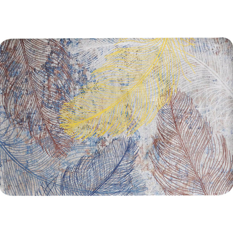 Yellow Shabby Chic Rug Polyester Feather Pattern Rug Machine Washable Anti-Slip Backing Carpet for Decoration Clearhalo 'Area Rug' 'Rugs' 'Shabby Chic' Rug' 1766738