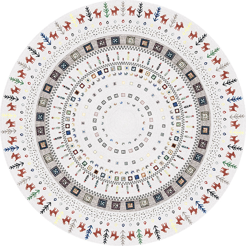 Stylish Tribal Circle Pattern Rug Grey Moroccan Rug Polyester Pet Friendly Non-Slip Backing Washable Area Rug for Living Room Clearhalo 'Area Rug' 'Moroccan' 'Rugs' Rug' 1766850