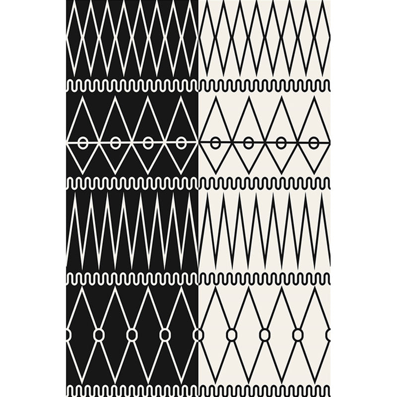 Retro Geometric Pattern Rug Black and White Southwestern Rug Polyester Pet Friendly Non-Slip Backing Washable Area Rug for Living Room Clearhalo 'Area Rug' 'Rugs' 'Southwestern' Rug' 1766899