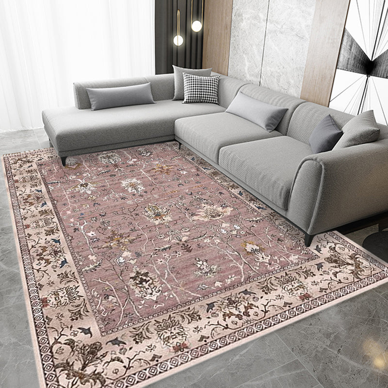 Bohemian Striped Pattern Rug with Flower Multicolor Polyester Rug Machine Washable Non-Slip Backing Area Rug for Living Room Purple Clearhalo 'Area Rug' 'Rugs' 'Shabby Chic' Rug' 1766919
