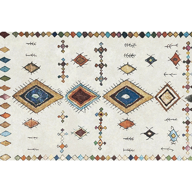 Retro Tribal Pattern Rug Light Grey Polyester Washable Pet Friendly Anti-Slip Carpet for Living Room Clearhalo 'Area Rug' 'Bohemian' 'Moroccan' 'Rugs' Rug' 1767006