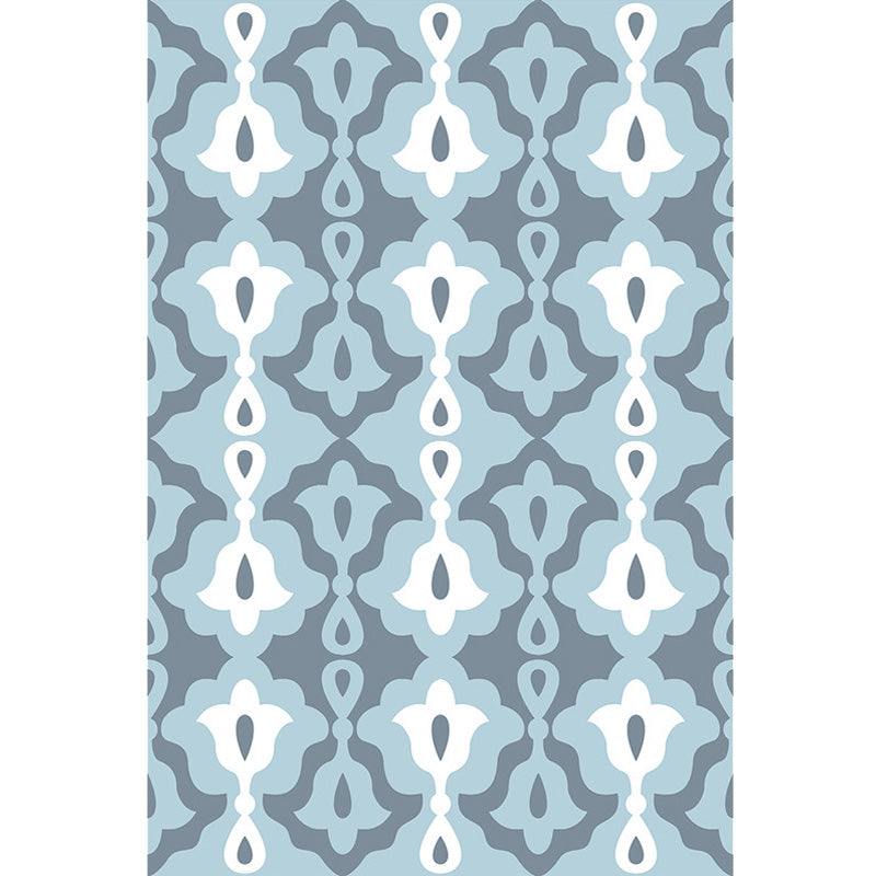 Retro Geometric Flower Pattern Rug Blue and Green Southwestern Rug Polyester Pet Friendly Non-Slip Backing Washable Area Rug for Living Room Clearhalo 'Area Rug' 'Rugs' 'Southwestern' Rug' 1767111_3839ab9c-498f-4f41-9d2f-d19186ffbd56