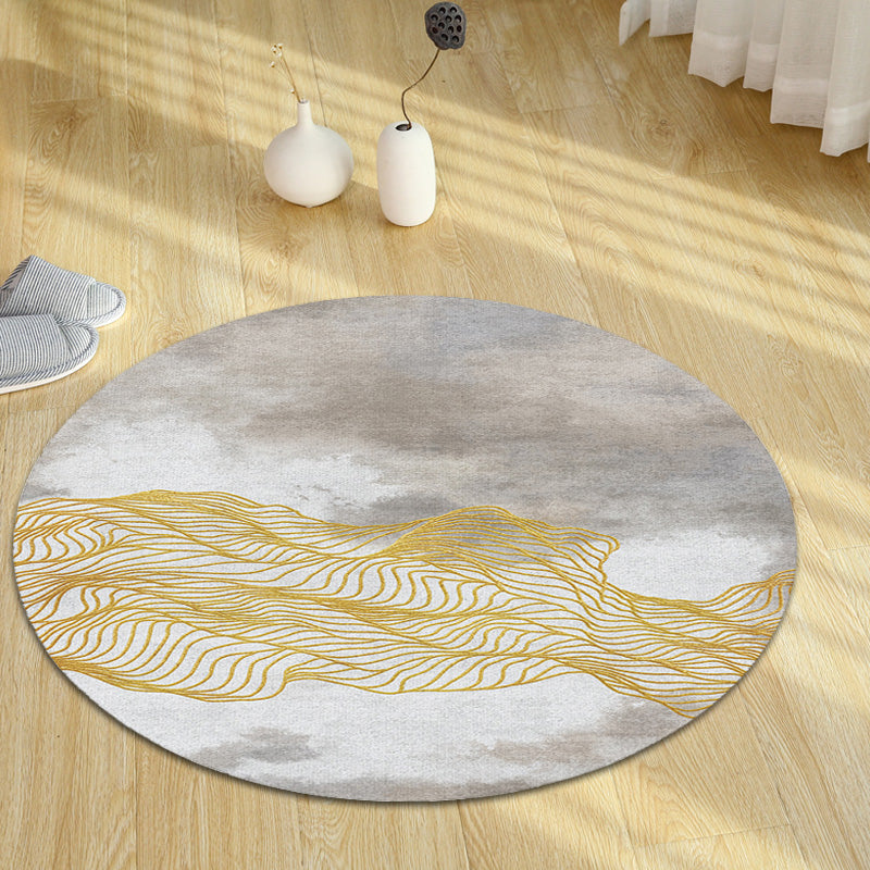 Contemporary Watercolor Pattern Rug with Swirl Stripe Multicolor Polyester Rug Non-Slip Backing Washable Pet Friendly Carpet for Bedroom Light Gray Clearhalo 'Area Rug' 'Rugs' 'Shabby Chic' Rug' 1767167