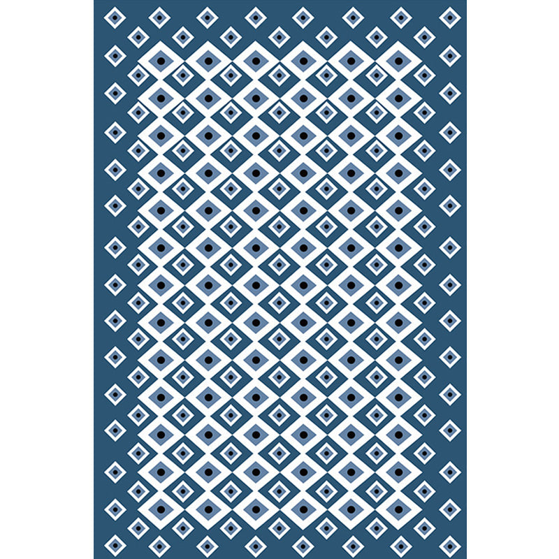 Retro Geometric Pattern Rug Blue Bohemian Rug Polyester Pet Friendly Non-Slip Backing Washable Area Rug for Living Room Clearhalo 'Area Rug' 'Bohemian' 'Rugs' Rug' 1767185