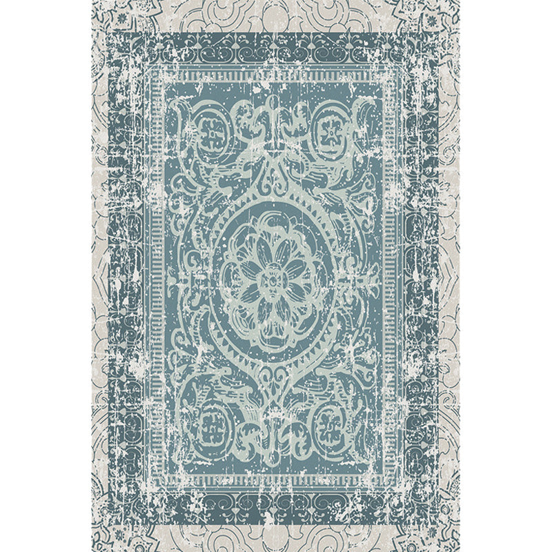 Green Moroccan Rug Polyester Medallion Pattern Rug Pet Friendly Washable Anti-Slip Backing Carpet for Decoration Clearhalo 'Area Rug' 'Rugs' 'Shabby Chic' Rug' 1767244