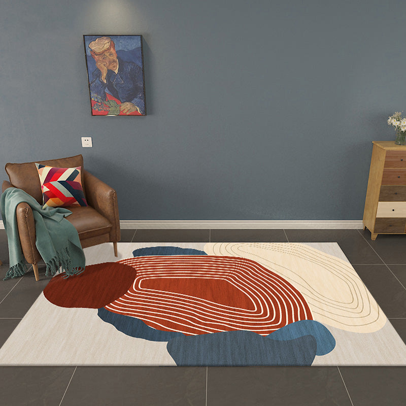 Red Swirl Stripe Pattern Rug Polyester Modern Rug Washable Anti-Slip Pet Friendly Area Rug for Living Room Clearhalo 'Area Rug' 'Rug' 1767362