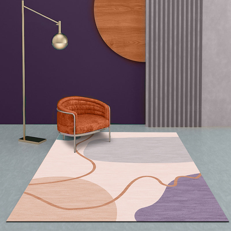 Modernist Colorblock Rug Pink Polyester Rug Non-Slip Backing Washable Pet Friendly Carpet for Home Pink Clearhalo 'Area Rug' 'Rug' 1767527