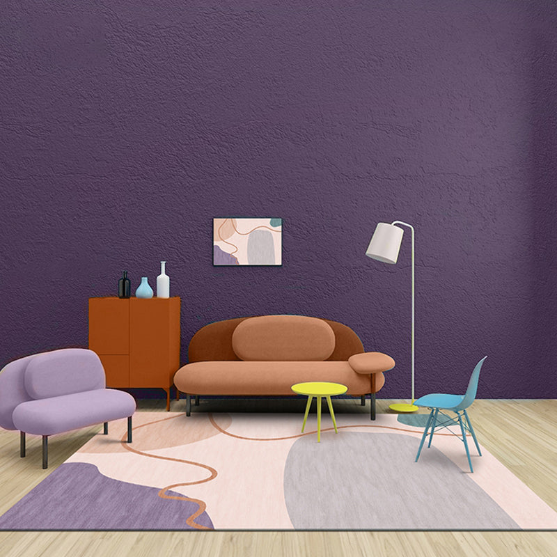 Modernist Colorblock Rug Pink Polyester Rug Non-Slip Backing Washable Pet Friendly Carpet for Home Clearhalo 'Area Rug' 'Rug' 1767528