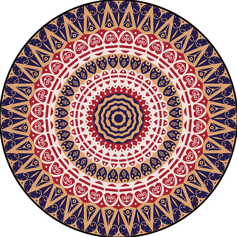 Moroccan Circle Pattern Rug with Flower Multicolor Polyester Rug Washable Pet Friendly Non-Slip Area Rug for Living Room Clearhalo 'Area Rug' 'Moroccan' 'Rugs' Rug' 1767639