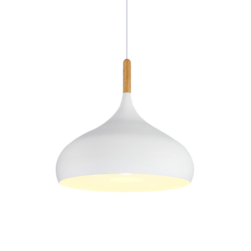 9.5"/12.5"/14"W Teardrop Pendant Lighting in Nordic Style Metal 1 Light Black/White/Gold Hanging Light Clearhalo 'Ceiling Lights' 'Modern Pendants' 'Modern' 'Pendant Lights' 'Pendants' Lighting' 177024