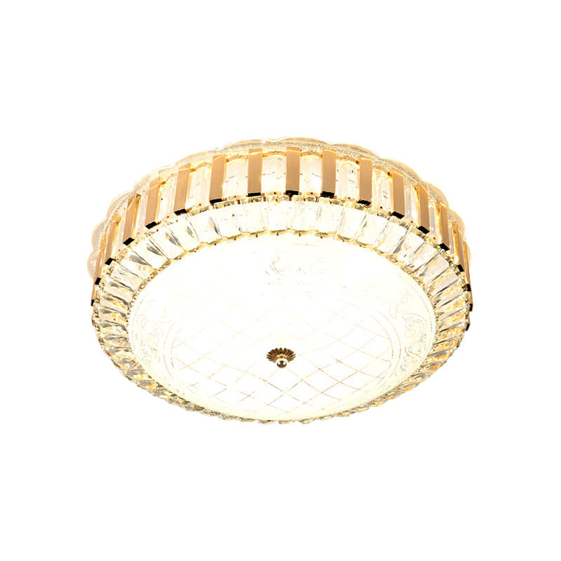 Black/Gold Bowl Ceiling Flush Simple LED Crystal Flush Mount Lighting with Octagonal/Grid Pattern for Dining Room Clearhalo 'Ceiling Lights' 'Close To Ceiling Lights' 'Close to ceiling' 'Flush mount' Lighting' 1771096