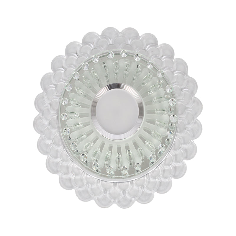 Crystal Round/Square Ceiling Flush Simple LED Flush Mount Light Fixture in Chrome for Corridor, Warm/White/Multi Color Light Clearhalo 'Ceiling Lights' 'Close To Ceiling Lights' 'Close to ceiling' 'Flush mount' Lighting' 1771149