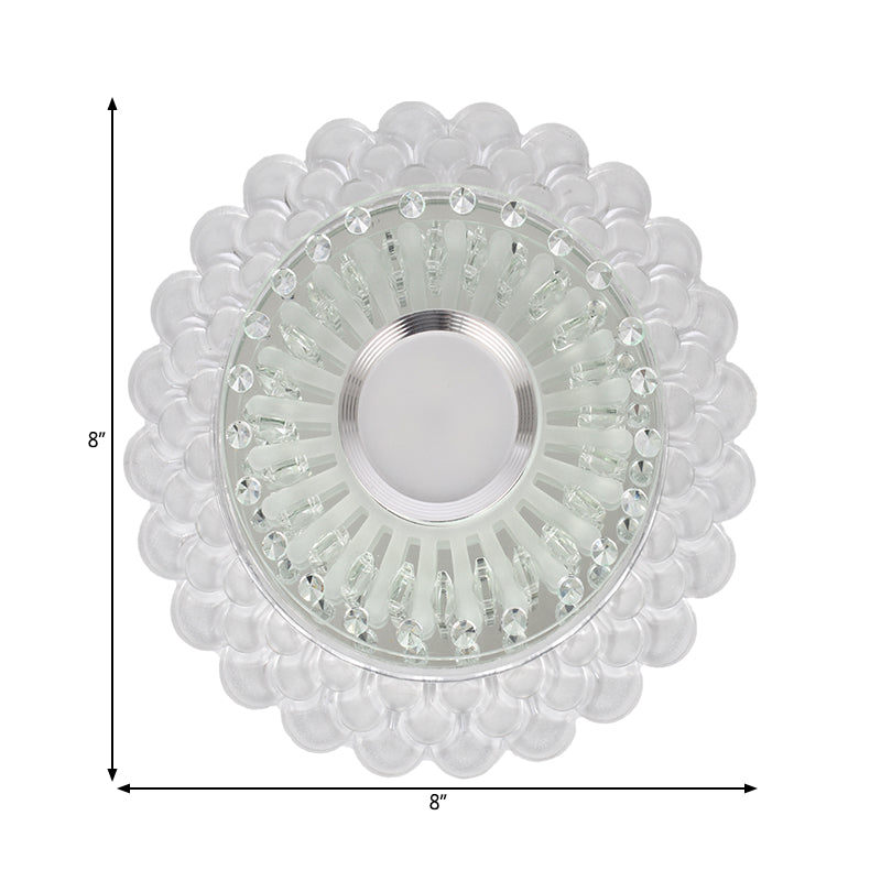 Crystal Round/Square Ceiling Flush Simple LED Flush Mount Light Fixture in Chrome for Corridor, Warm/White/Multi Color Light Clearhalo 'Ceiling Lights' 'Close To Ceiling Lights' 'Close to ceiling' 'Flush mount' Lighting' 1771150