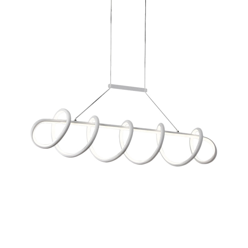 Black/White LED Twisted Ceiling Light Minimalist Metallic Island Lighting for Dining Room Clearhalo 'Ceiling Lights' 'Island Lights' Lighting' 1771222