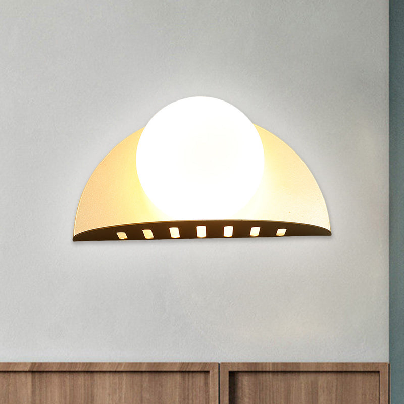 Sphere Opaline Glass Wall Mount Lighting Contemporary 1 Bulb Gold Wall Lamp Fixture Clearhalo 'Cast Iron' 'Glass' 'Industrial' 'Modern wall lights' 'Modern' 'Tiffany' 'Traditional wall lights' 'Wall Lamps & Sconces' 'Wall Lights' Lighting' 1771228