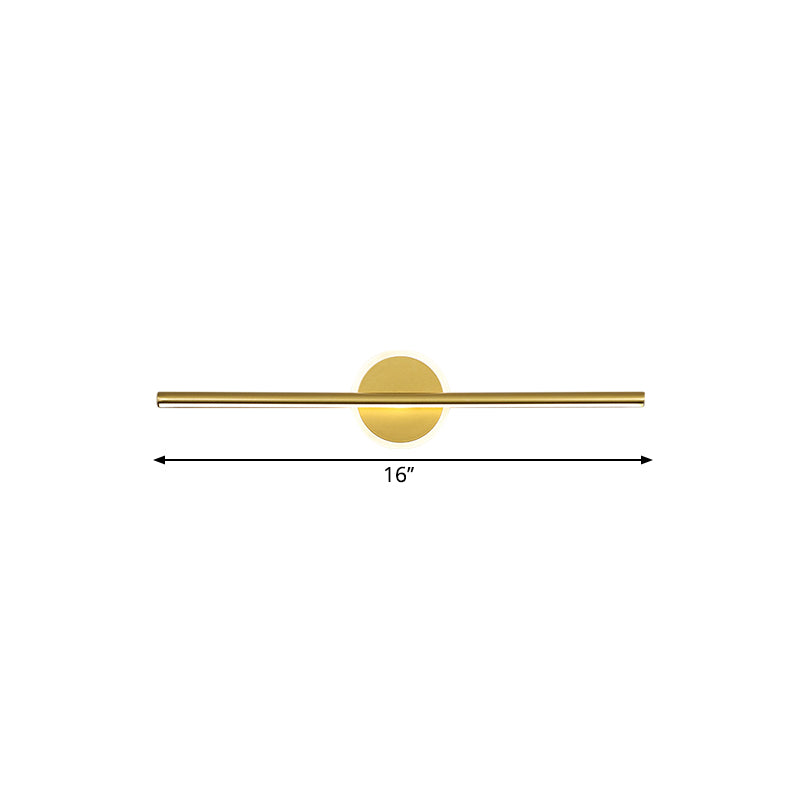 Metal Linear and Round Vanity Wall Light Minimalism LED Wall Sconce Lighting in Gold, 16"/23.5"/31.5" Wide Clearhalo 'Cast Iron' 'Glass' 'Industrial' 'Modern wall lights' 'Modern' 'Tiffany' 'Traditional wall lights' 'Vanity Lights' 'Wall Lights' Lighting' 1771251