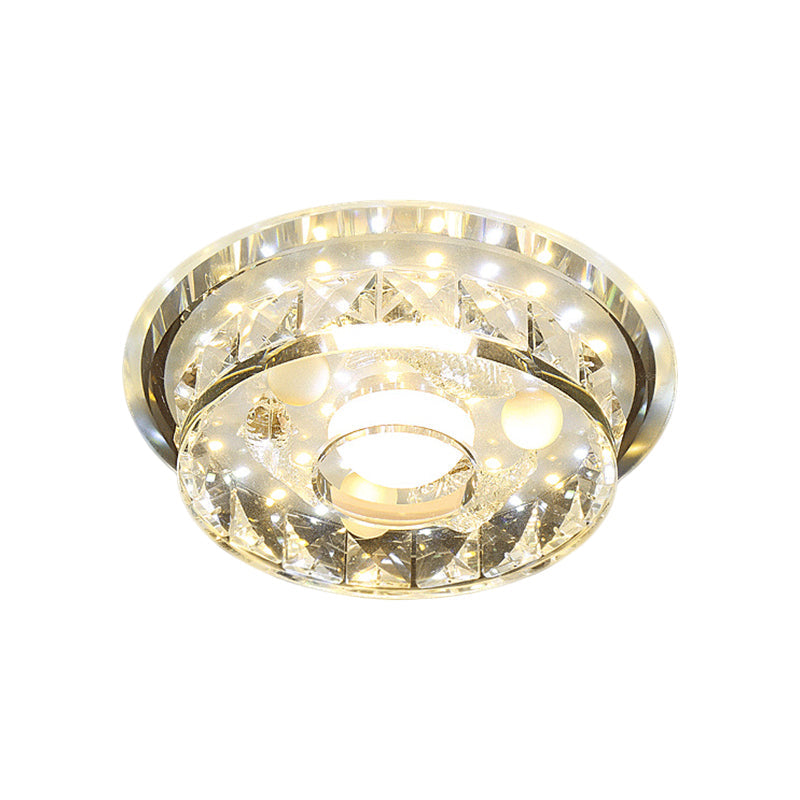 Modernism Circular Flush Light Fixture Clear Crystal LED Hallway Ceiling Lighting in 3 Color/Multi Color Light Clearhalo 'Ceiling Lights' 'Close To Ceiling Lights' 'Close to ceiling' 'Flush mount' Lighting' 1771369