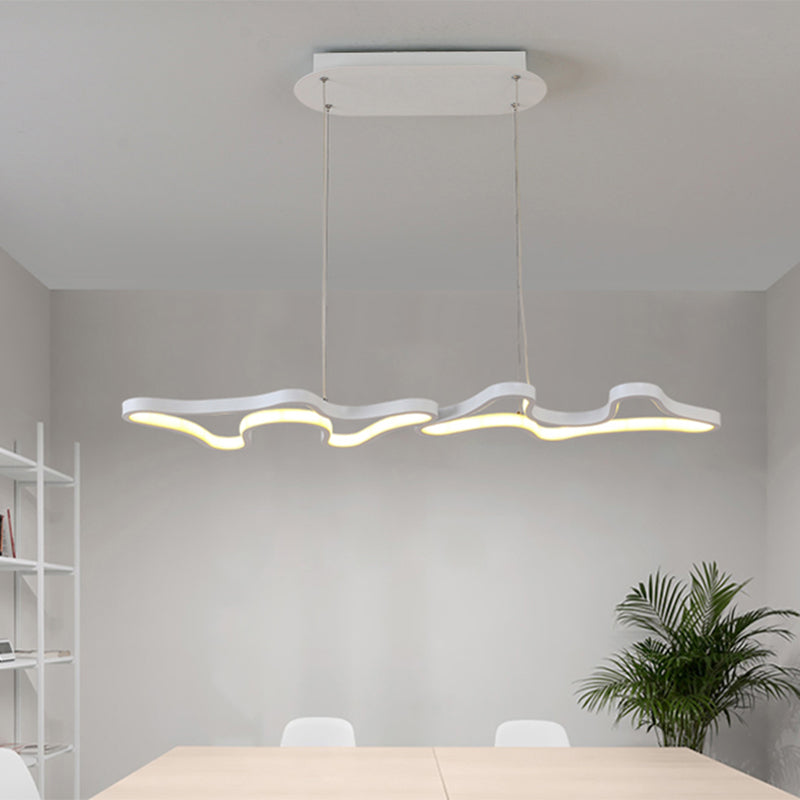 Cloud-Like Frame Metal Island Light Contemporary Black/White LED Pendant Lighting Fixture Clearhalo 'Ceiling Lights' 'Island Lights' Lighting' 1771469