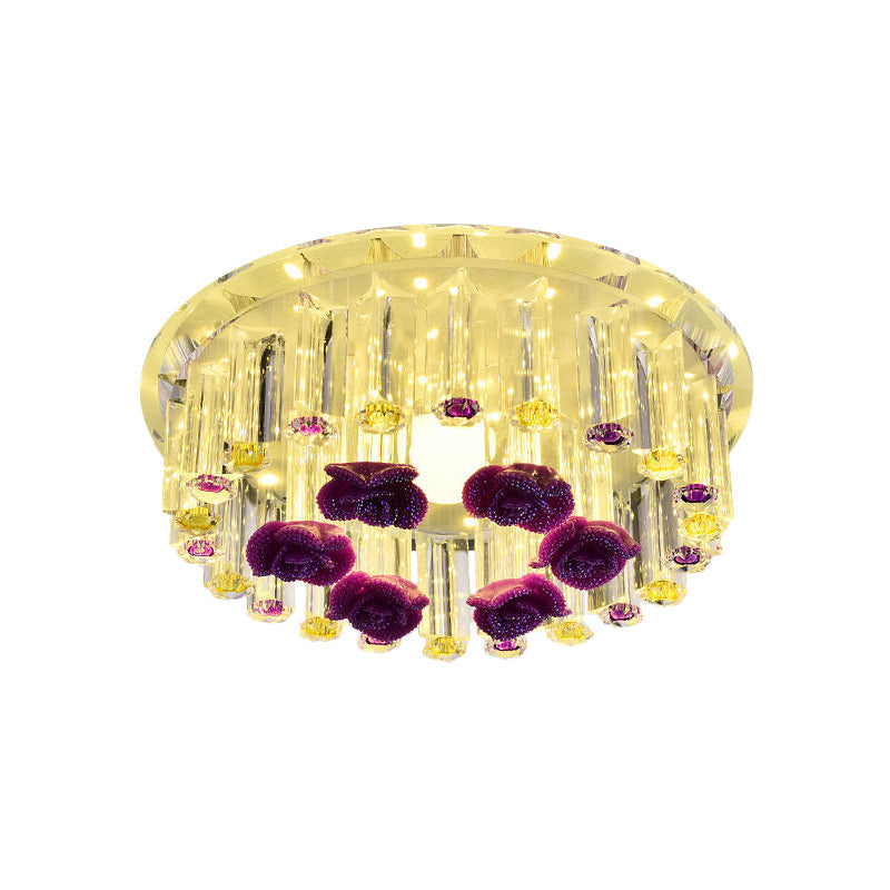 7"/9.5" W Minimalist Round Flush Mount Clear Crystal LED Corridor Flush Ceiling Light Fixture in Chrome, Warm/White/Multi Color Light Clearhalo 'Ceiling Lights' 'Close To Ceiling Lights' 'Close to ceiling' 'Flush mount' Lighting' 1771485