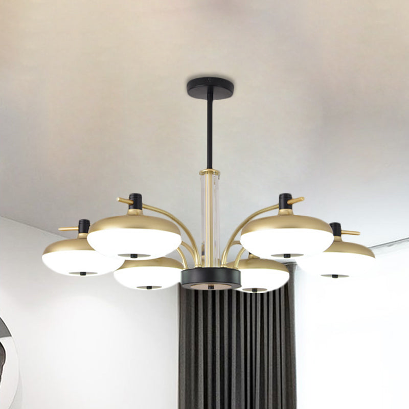 Round Sleeping Room Ceiling Light Acrylic LED Simple Pendant Chandelier in Brass Clearhalo 'Ceiling Lights' 'Chandeliers' 'Modern Chandeliers' 'Modern' Lighting' 1771568