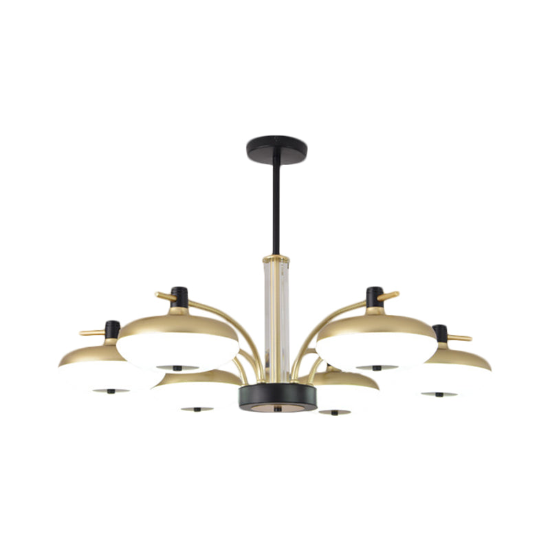 Round Sleeping Room Ceiling Light Acrylic LED Simple Pendant Chandelier in Brass Clearhalo 'Ceiling Lights' 'Chandeliers' 'Modern Chandeliers' 'Modern' Lighting' 1771569