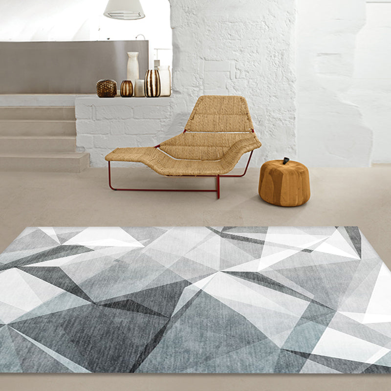 Grey Geometric Pattern Rug Polyester Modern Rug Washable Anti-Slip Pet Friendly Area Rug for Living Room Grey Clearhalo 'Area Rug' 'Rug' 1779778