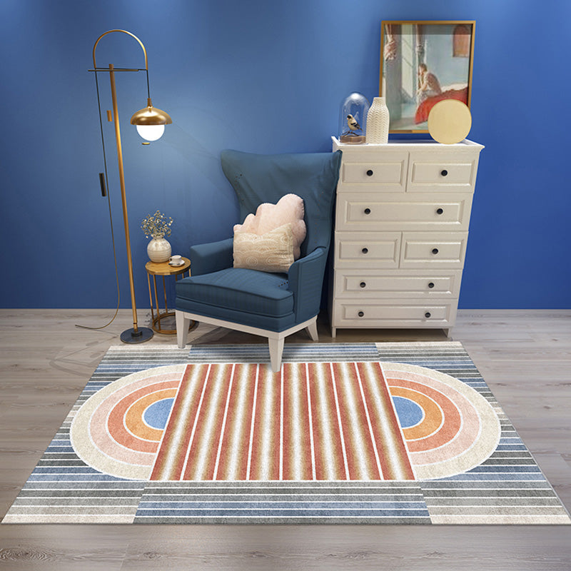 Stylish Modernism Rug Multicolor Geometric and Striped Pattern Rug Pet Friendly Anti-Slip Washable Area Rug for Decoration Red Clearhalo 'Area Rug' 'Modern' 'Rugs' Rug' 1779916