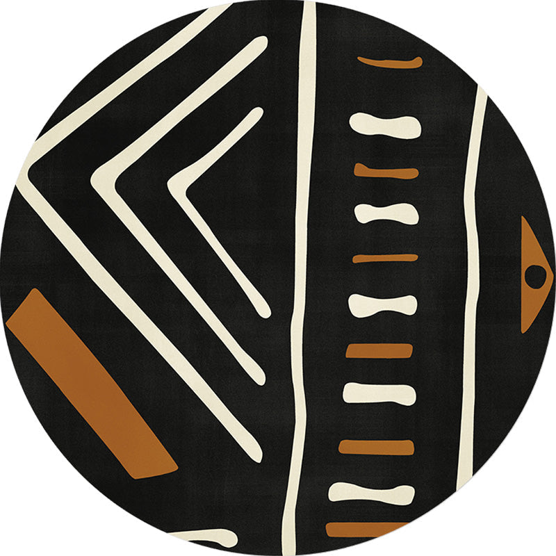 Modernist Geometric Pattern Rug with Stripe Black and Yellow Polyester Rug Non-Slip Backing Washable Pet Friendly Carpet for Bedroom Clearhalo 'Area Rug' 'Rugs' 'Southwestern' Rug' 1779968