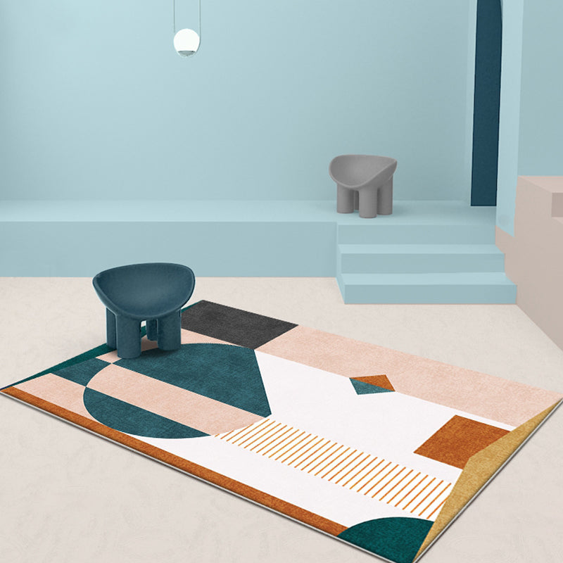 Casual Multicolor Modernist Rug Polyester Colorblock Striped Pattern Rug Washable Pet Friendly Non-Slip Carpet for Living Room Green Clearhalo 'Area Rug' 'Rug' 1780026