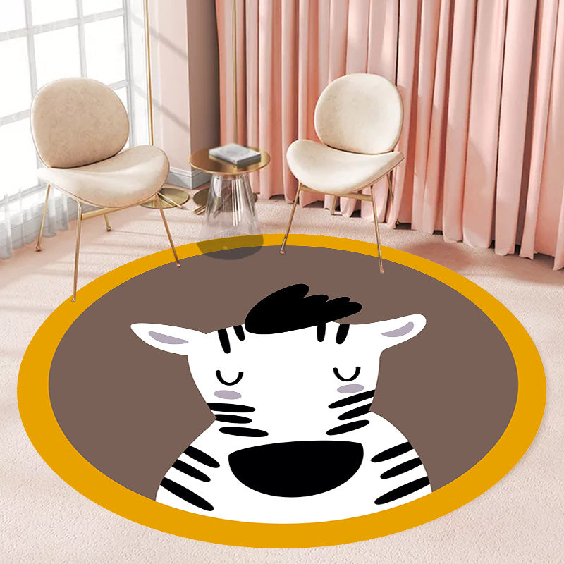 Kids Animal Pattern Rug Multicolor Polyester Rug Non-Slip Backing Washable Pet Friendly Carpet for Bedroom Brown Clearhalo 'Area Rug' 'Rug' 1780274