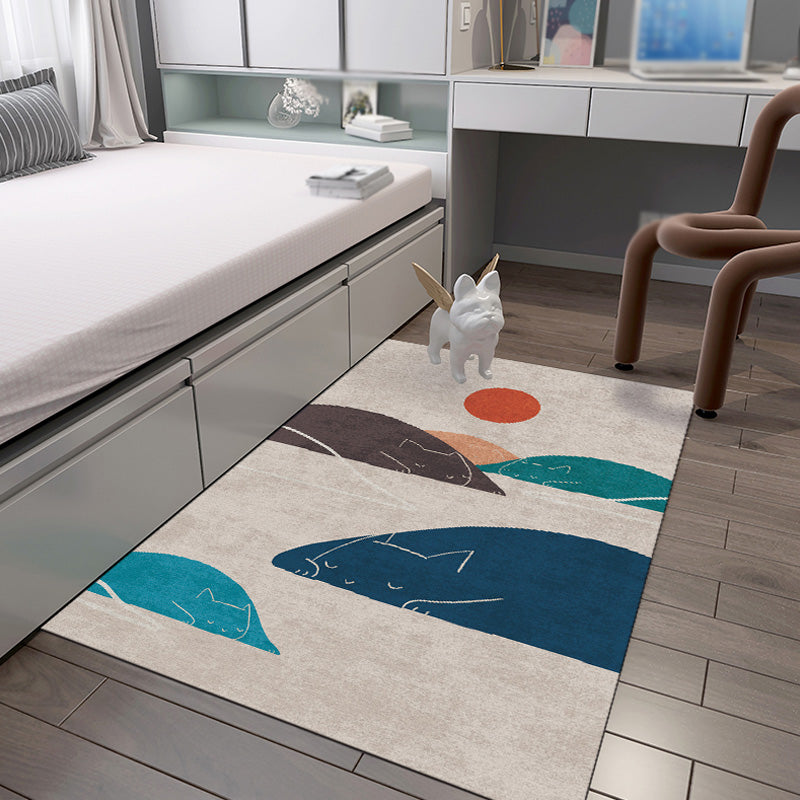 Navy Multicolor Mountain Pattern Rug Polyester Oriental Rug Washable Anti-Slip Pet Friendly Area Rug for Living Room Beige Clearhalo 'Area Rug' 'Rug' 1780361