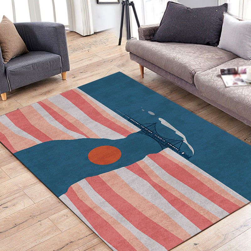 Navy Multicolor Mountain Pattern Rug Polyester Oriental Rug Washable Anti-Slip Pet Friendly Area Rug for Living Room Clearhalo 'Area Rug' 'Rug' 1780370