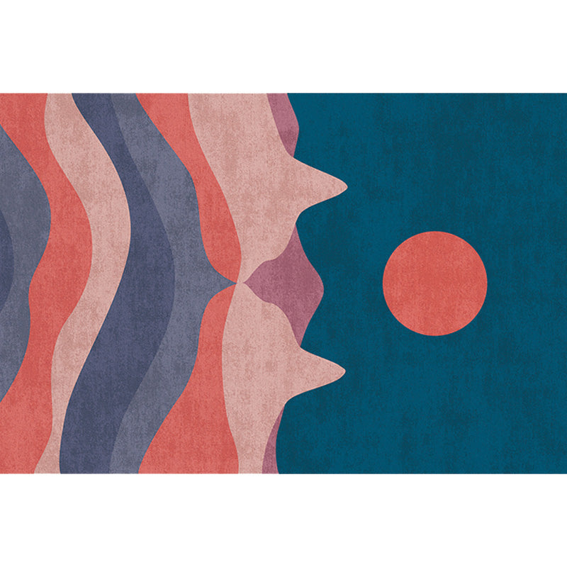 Navy Multicolor Mountain Pattern Rug Polyester Oriental Rug Washable Anti-Slip Pet Friendly Area Rug for Living Room Clearhalo 'Area Rug' 'Rug' 1780374